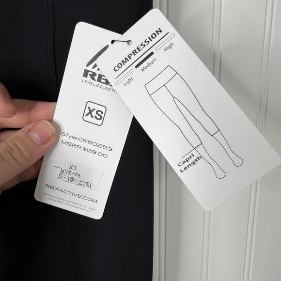 NWT RBX Medium Compression Capri Length Leggings Mesh Detail Workout Athletic - Picture 5 of 12